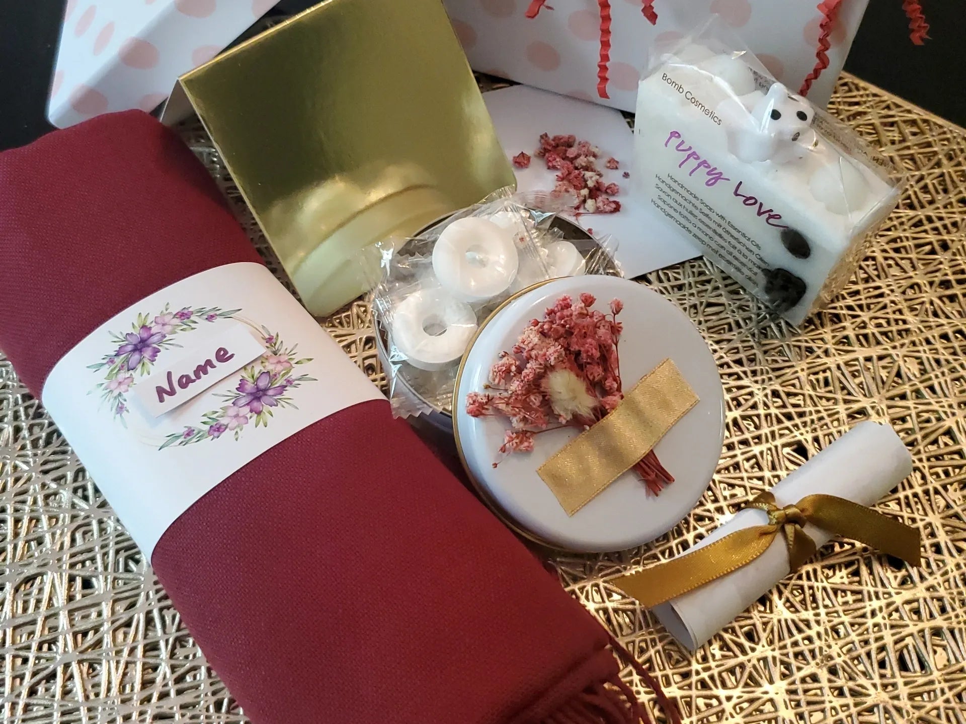 Out & About gift box with Pashmina scarf and handmade soap