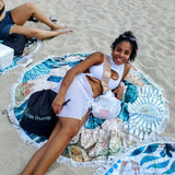 Beach Babe set with monokini swimsuit, beach mat, and drink pouches