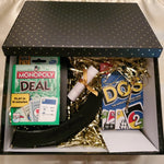 Monopoly Deal card game and essentials in a Game Night Gift Box