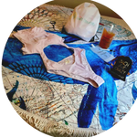 Beach Babe set with monokini swimsuit, beach mat, and drink pouches
