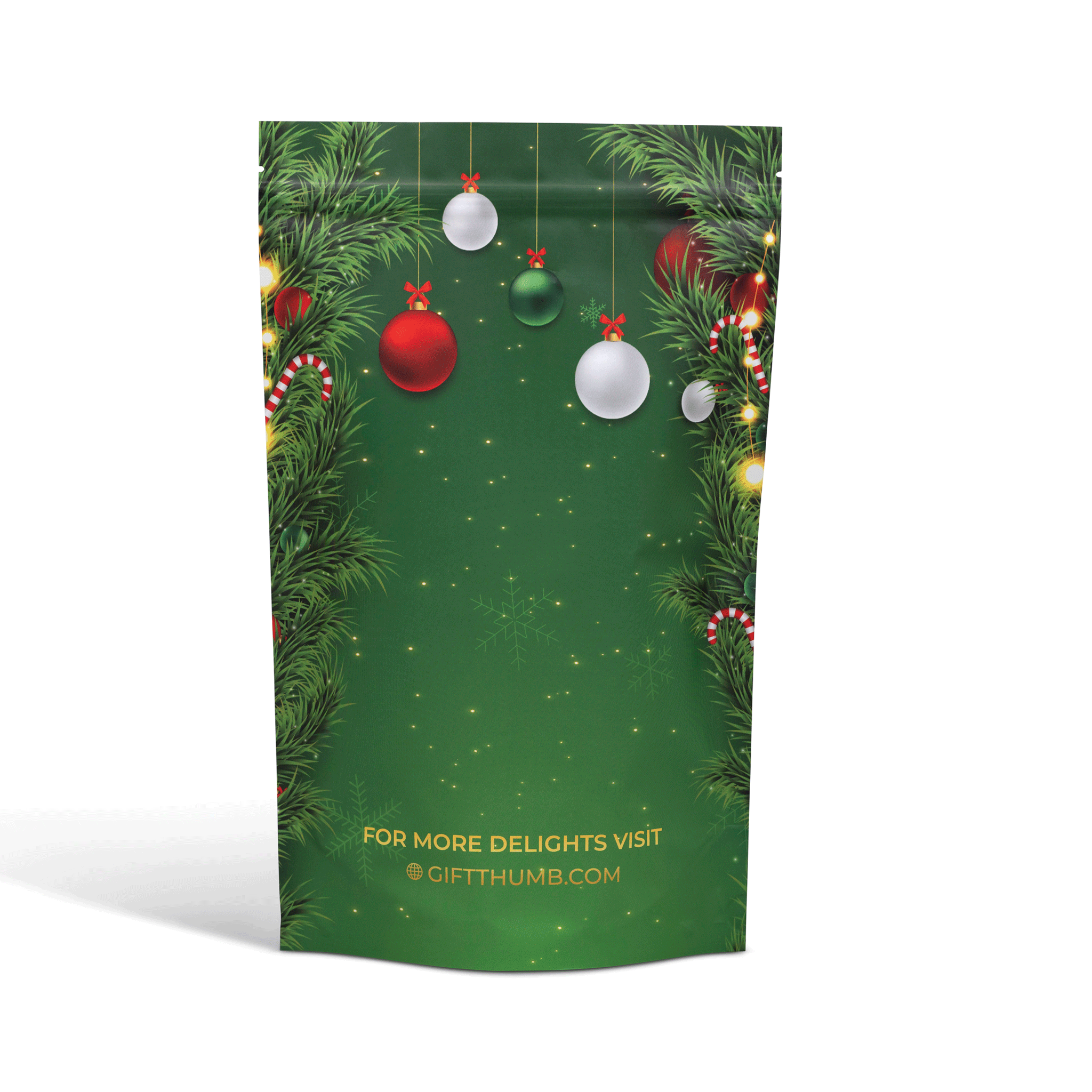 Holiday-themed guest essentials pouch with slippers and toiletries